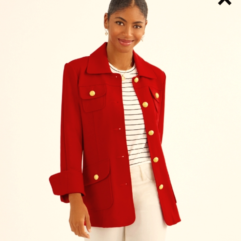 CAbi " Broadcast" Red Ponte Knit Jacket! Sz. XS - Sold Out Online!